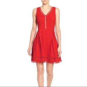 J.O.A. Dress A-Line Red Sleeveless V-Neck